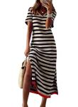 Dokotoo Women's Elegant Stripe Maxi Dress 2025