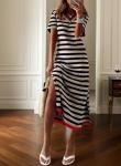 Dokotoo Women's Elegant Stripe Maxi Dress 2025