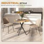 HOMCOM 80cm Round Industrial Dining Table in White Oak