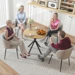 HOMCOM 80cm Round Industrial Dining Table in White Oak
