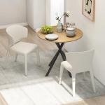 HOMCOM 80cm Round Industrial Dining Table in White Oak