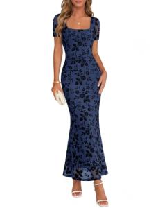 Summer Floral Bodycon Maxi Dress for Weddings