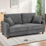 TOTEBOX Grey Corduroy 2-Seater Loveseat Couch