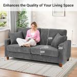 TOTEBOX Grey Corduroy 2-Seater Loveseat Couch