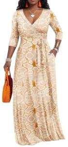 PerZeal Women's Boho V Neck Maxi Dress