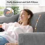 TOTEBOX Grey Corduroy 2-Seater Loveseat Couch