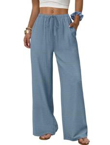 Sampeel Women's Casual Linen Drawstring Flow Pants