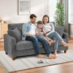 TOTEBOX Grey Corduroy 2-Seater Loveseat Couch