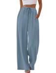 Sampeel Women's Casual Linen Drawstring Flow Pants