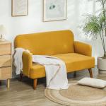 HOMCOM Yellow Velvet 2-Seater Sofa Couch