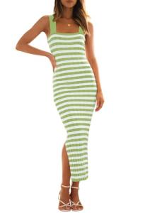 Merokeety Women’s Striped Midi Dress for Summer