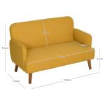 HOMCOM Yellow Velvet 2-Seater Sofa Couch