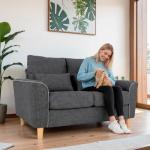 Hroth 2-Seater Small Sofa with Pillows - Dark Grey