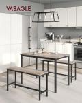 VASAGLE 3-Piece Dining Table and Bench Set