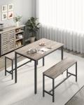 VASAGLE 3-Piece Dining Table and Bench Set