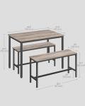 VASAGLE 3-Piece Dining Table and Bench Set