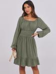ANRABESS Women's Flowy A-Line Dress - Army Green