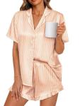 LILLUSORY Women's Satin Pajamas Set with Ruffles