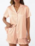 LILLUSORY Women's Satin Pajamas Set with Ruffles