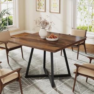 Sturdy Industrial Dining Table for 4 – Rustic Brown