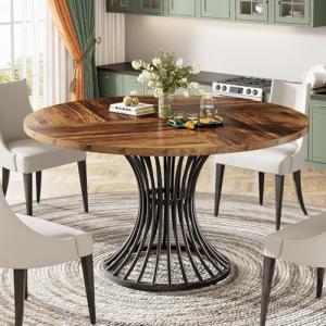 Tribesigns Rustic Round Dining Table for 4-6