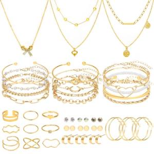 49-Piece Gold Jewelry Set for Women