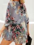 Floral Puff Sleeve Kimono Cardigan for Women