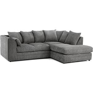 Luxor Grey Jumbo Cord Corner Sofa – 3-4 Seater
