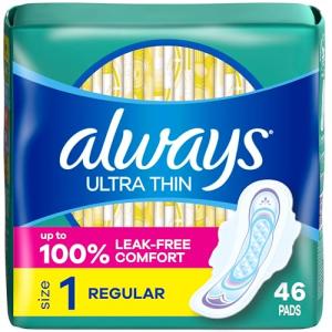 Always Ultra Thin Regular Pads with Wings, 46 Count