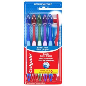 Colgate Extra Clean Medium Toothbrush, 6 Pack