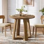 Tribesigns Rustic Round Dining Table for Small Spaces