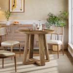 Tribesigns Rustic Round Dining Table for Small Spaces