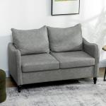 Modern 2-Seater Sofa with Wood Legs, Grey