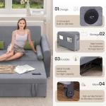 Jooli H 2-Seater Convertible Sofa Bed, Dark Grey