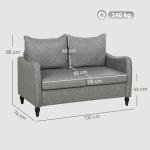 Modern 2-Seater Sofa with Wood Legs, Grey