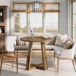 Tribesigns Rustic Round Dining Table for Small Spaces