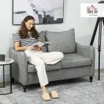 Modern 2-Seater Sofa with Wood Legs, Grey