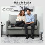 Modern 2-Seater Sofa with Wood Legs, Grey