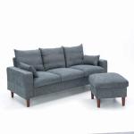 Panana Grey L-Shaped Linen Corner Sofa Set