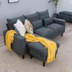 Panana Grey L-Shaped Linen Corner Sofa Set