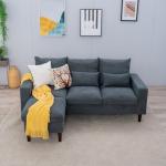 Panana Grey L-Shaped Linen Corner Sofa Set