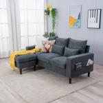 Panana Grey L-Shaped Linen Corner Sofa Set