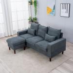 Panana Grey L-Shaped Linen Corner Sofa Set