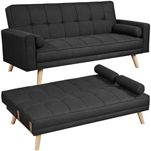Yaheetech Black 3-Seater Click Clack Sofa Bed