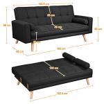 Yaheetech Black 3-Seater Click Clack Sofa Bed