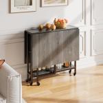 Folding Dining Table with Wheels and Storage