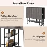 Folding Dining Table with Wheels and Storage
