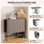 Folding Dining Table with Wheels and Storage