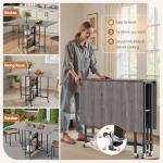 Folding Dining Table with Wheels and Storage