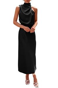 PRETTYGARDEN Women's Elegant Sleeveless Satin Maxi Dress